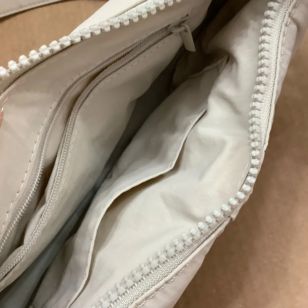 Beige Crescent Shoulder Bag